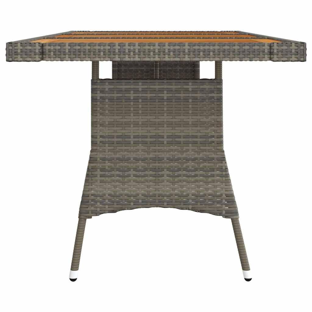 Mesa de jardín ratán PE y acacia maciza negro 160x70x72 cm