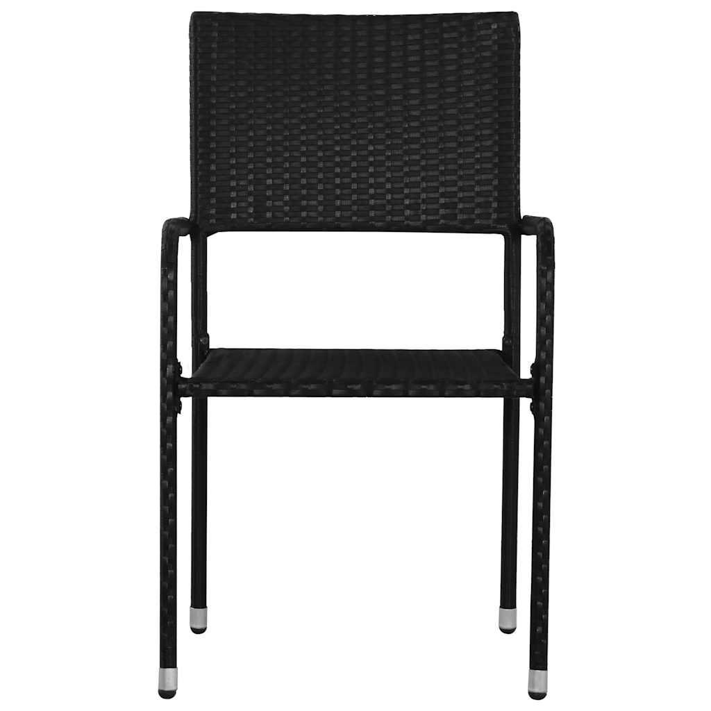 Sillas comedor de jardín apilables 2 uds ratán sintético negro