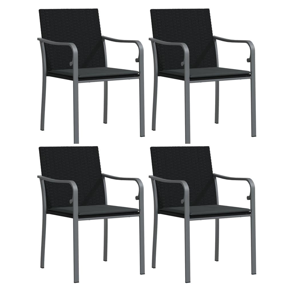 Sillas jardín y cojines 4 uds ratán sintético marrón 56x59x84cm