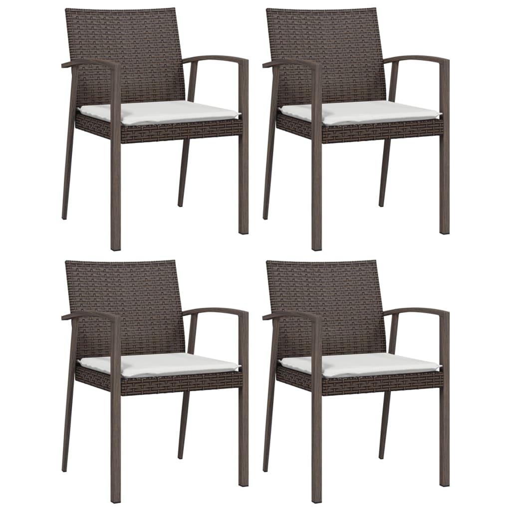 Sillas jardín y cojines 4 uds ratán sintético marrón 56x59x84cm
