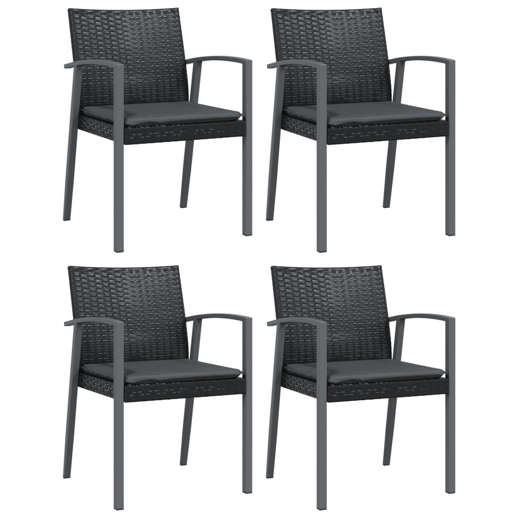 Sillas jardín y cojines 4 uds ratán sintético marrón 56x59x84cm