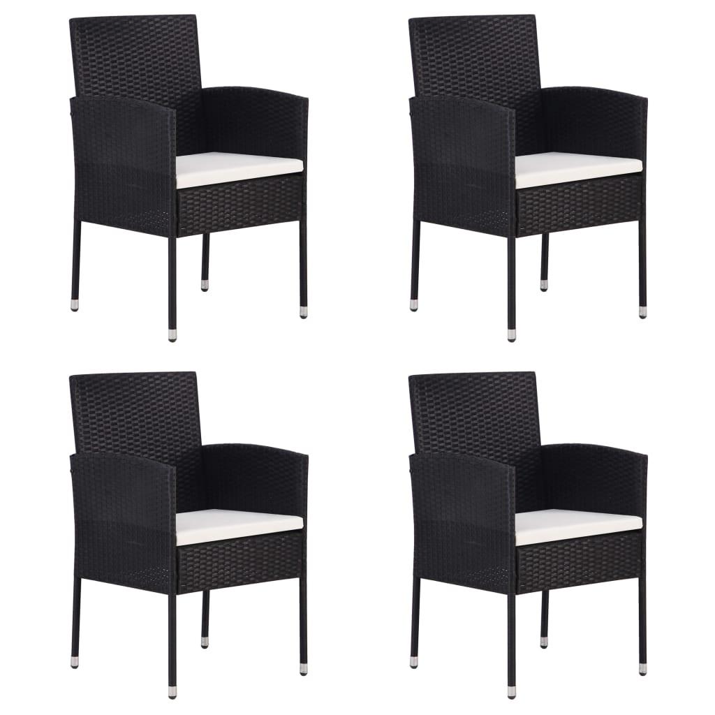 Sillas jardín cojines 4 uds ratán sintético negro 54x62,5x89 cm