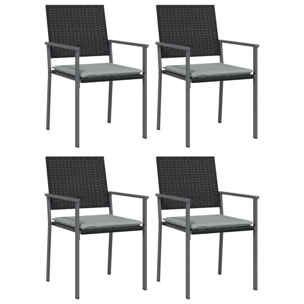 Sillas jardín y cojines 4 uds ratán sintético marrón 56x59x84cm