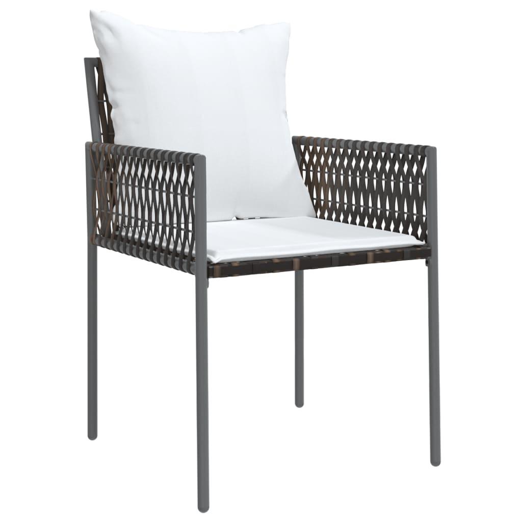 Sillas jardín y cojines 6 uds ratán sintético marrón 56x59x84cm