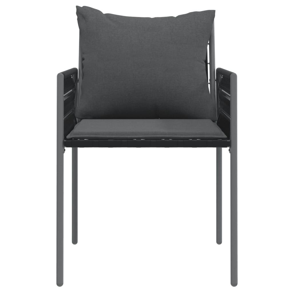 Sillas jardín y cojines 6 uds ratán sintético negro 54x61x83 cm