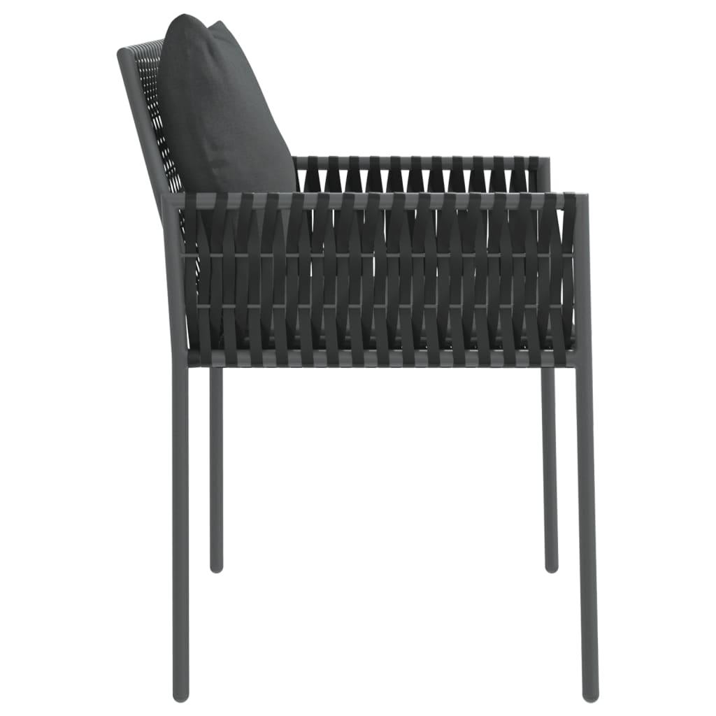 Sillas jardín y cojines 6 uds ratán sintético negro 54x61x83 cm