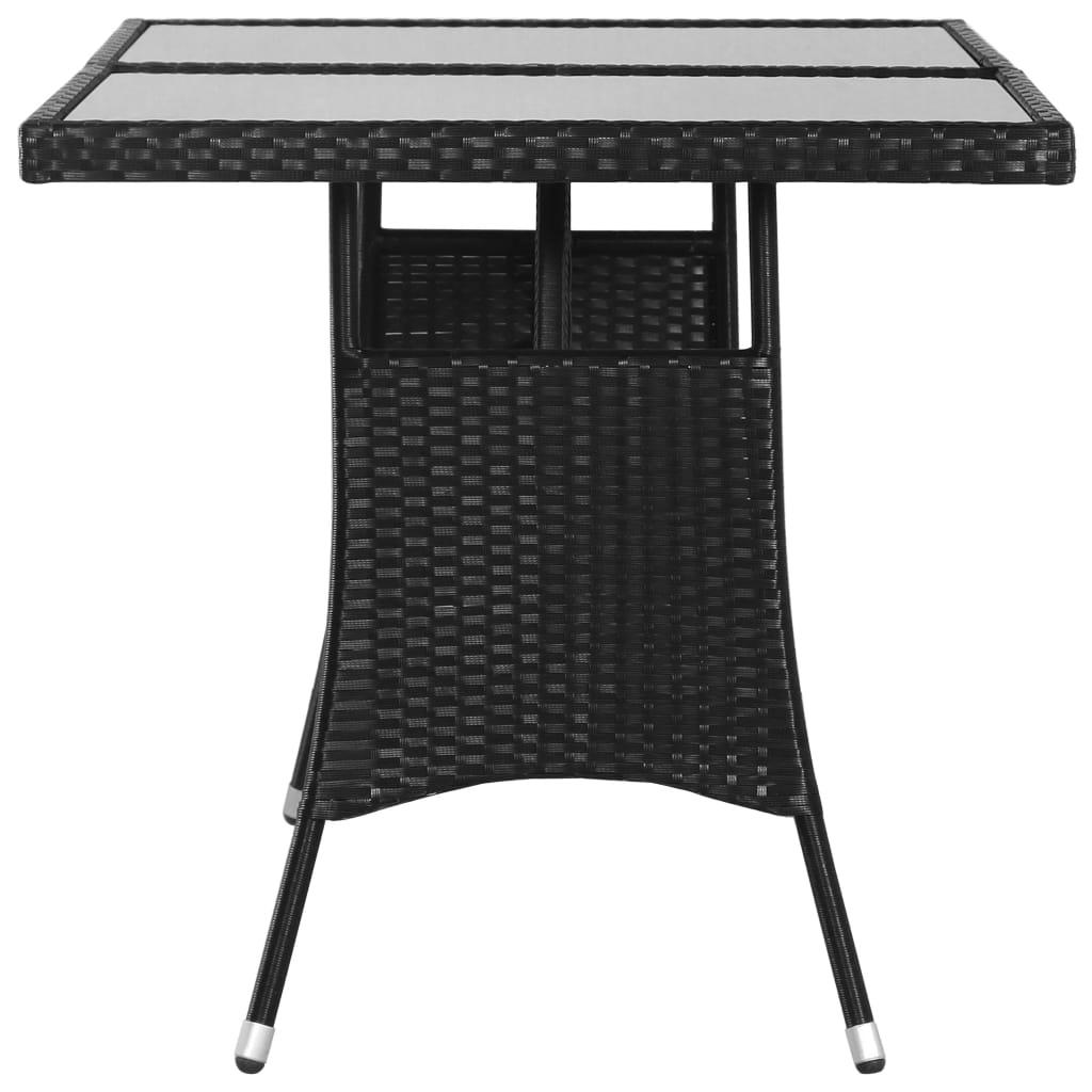 Mesa de jardín 140x80x74 cm ratán sintético negro