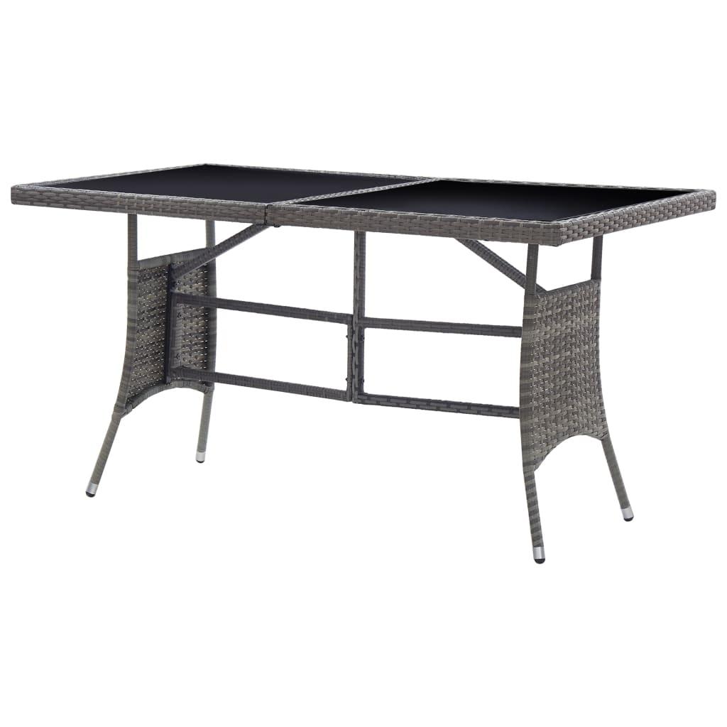 Mesa de jardín 140x80x74 cm ratán sintético negro