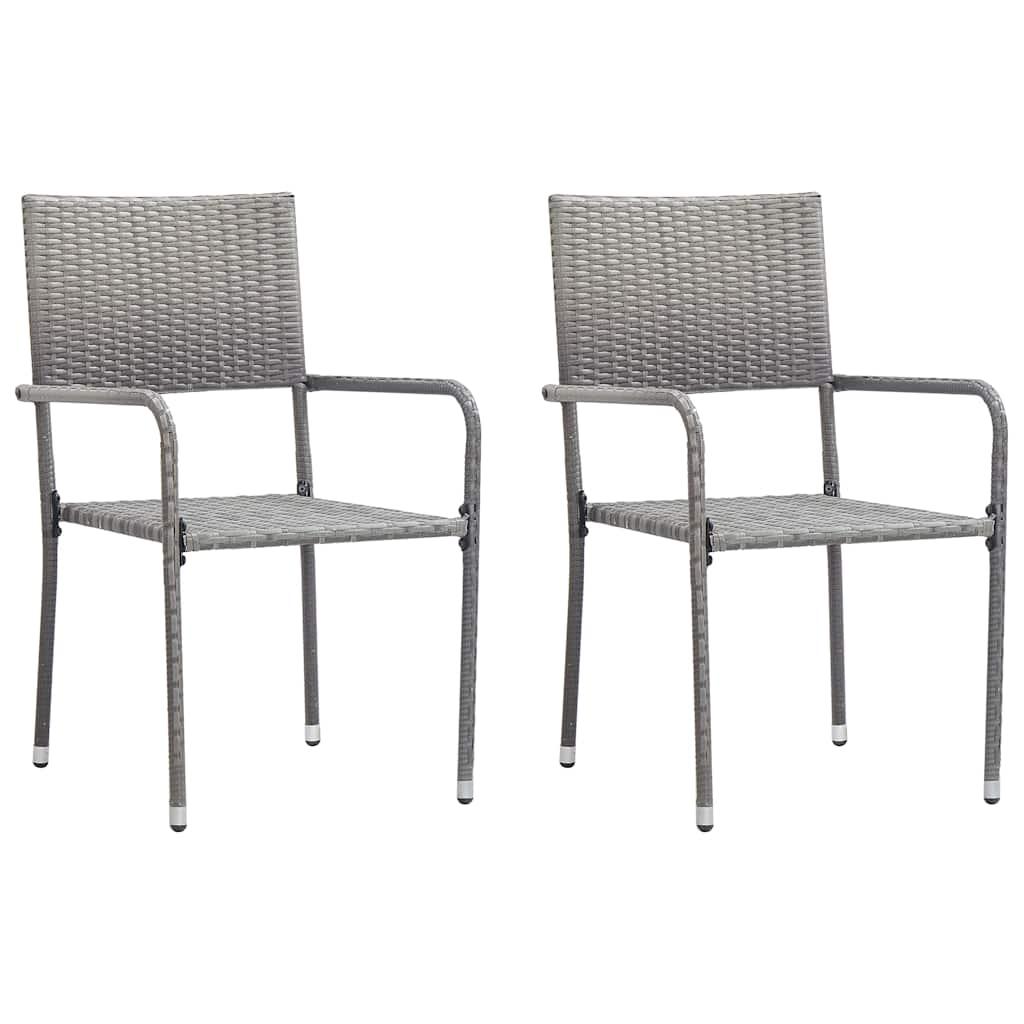 Sillas comedor de jardín apilables 2 uds ratán sintético negro