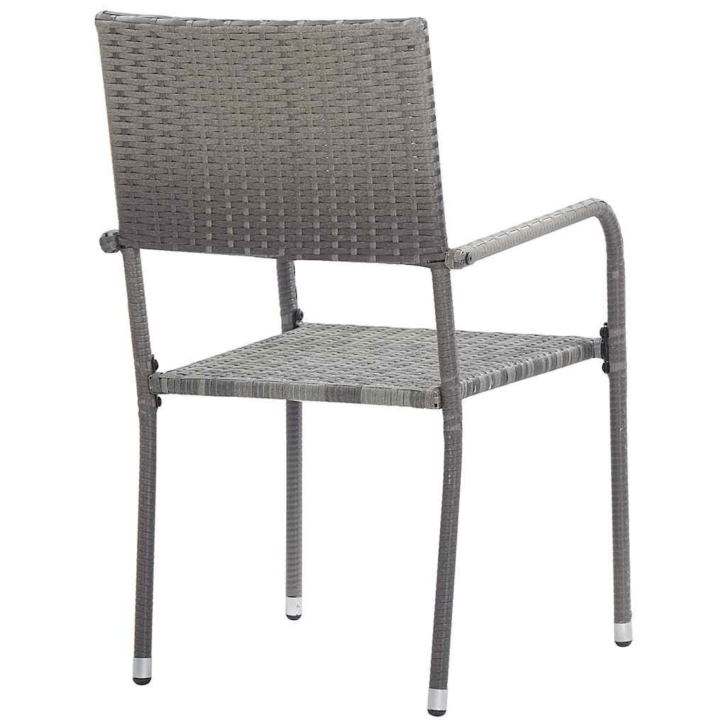 Sillas comedor de jardín apilables 2 uds ratán sintético negro