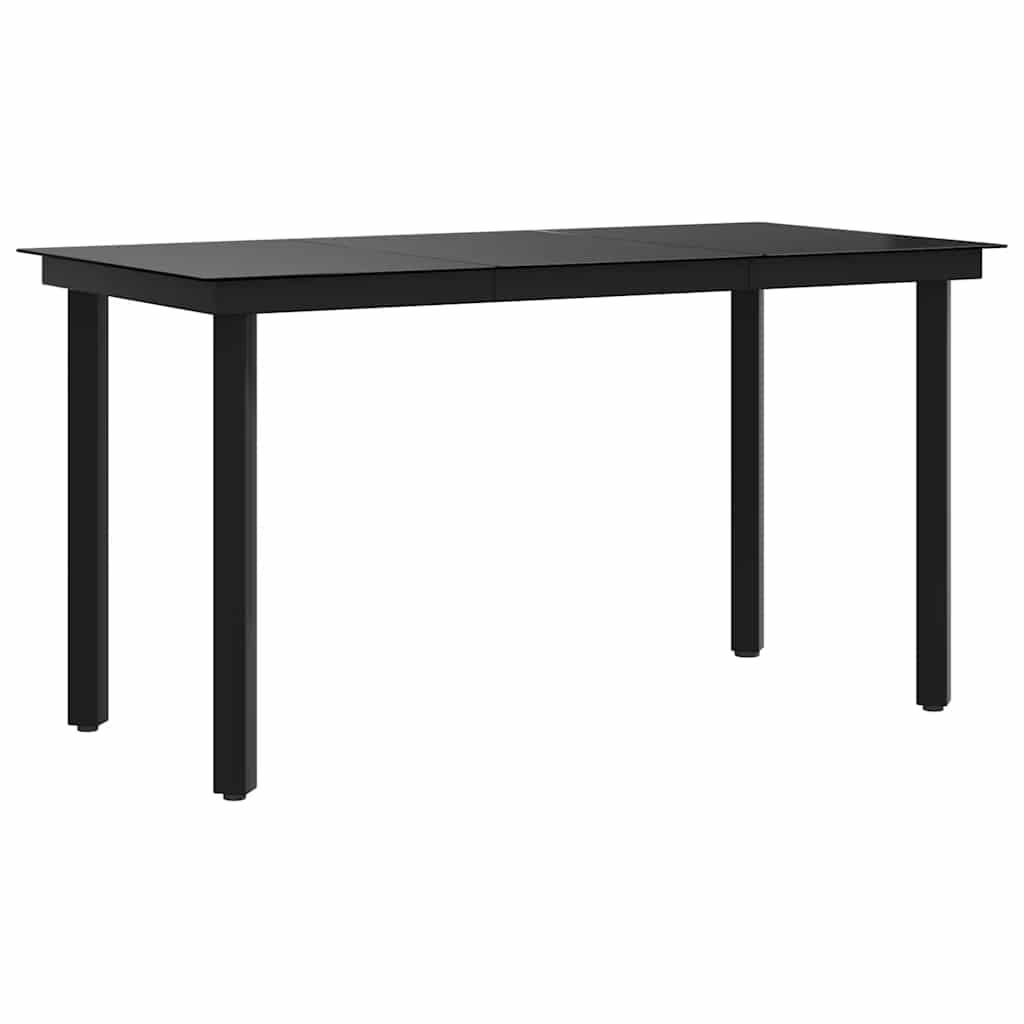 Mesa de comedor de jardín acero y vidrio negra 150x80x74 cm