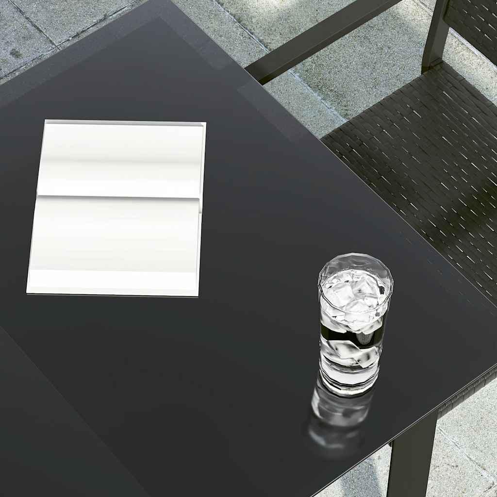 Mesa de comedor de jardín acero y vidrio negra 150x80x74 cm