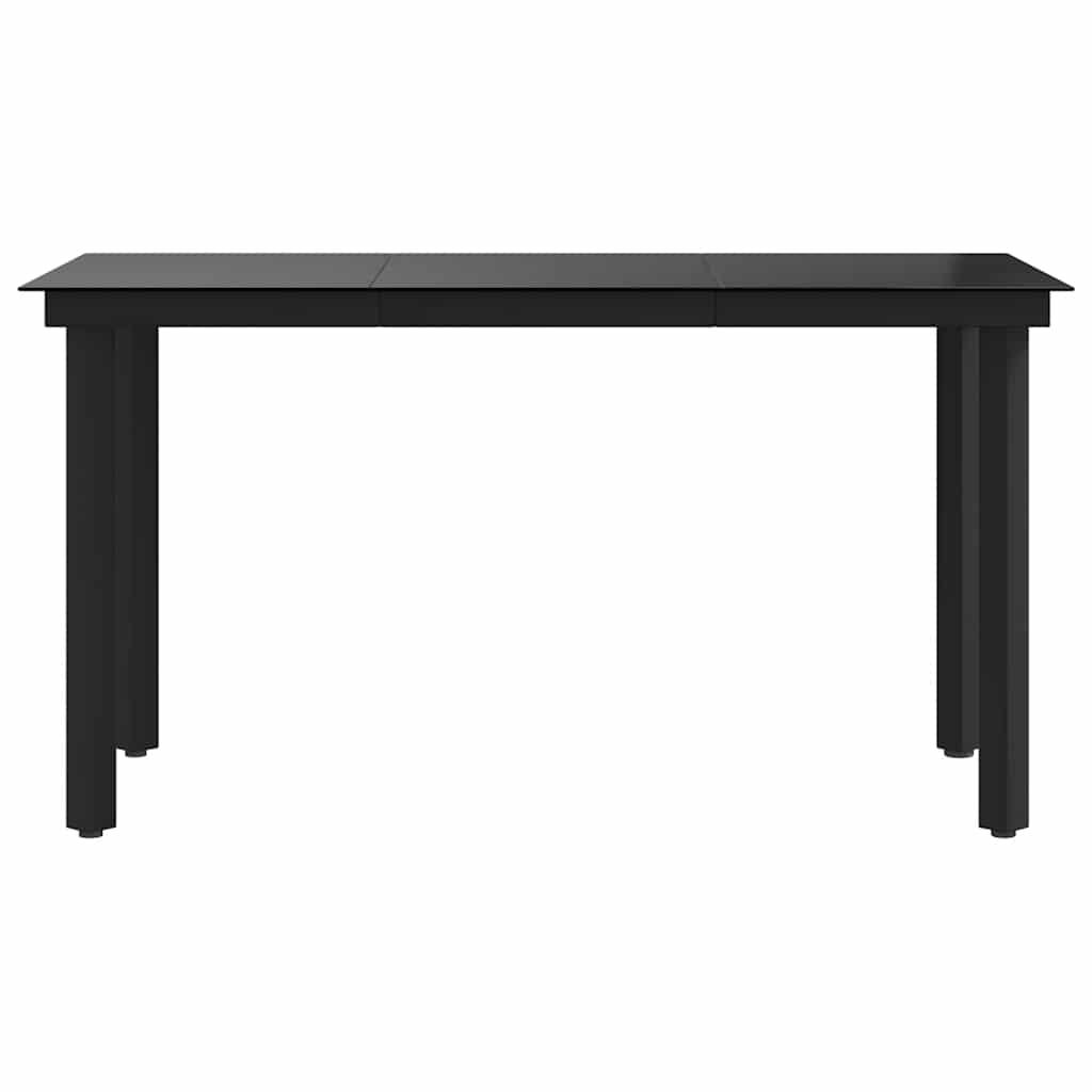 Mesa de comedor de jardín acero y vidrio negra 150x80x74 cm