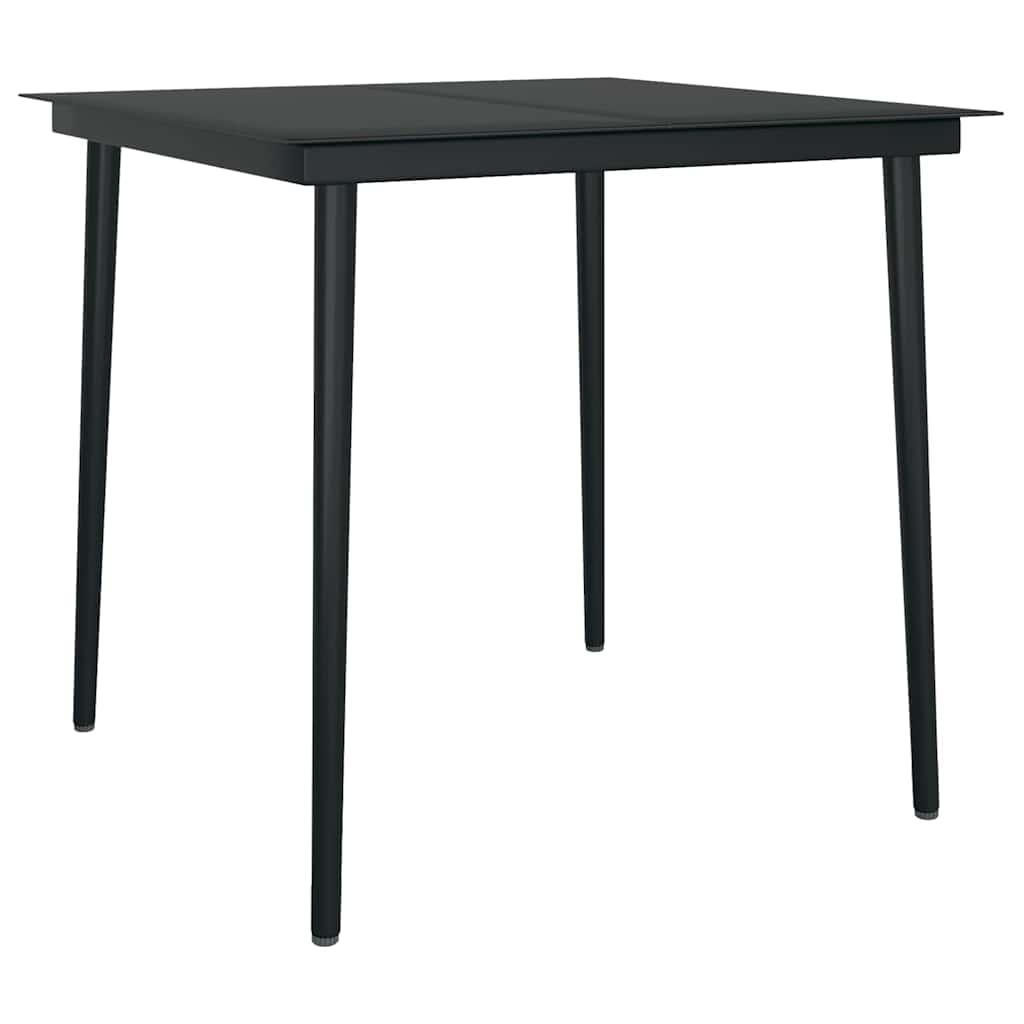 Mesa de comedor de jardín acero y vidrio negra 150x80x74 cm