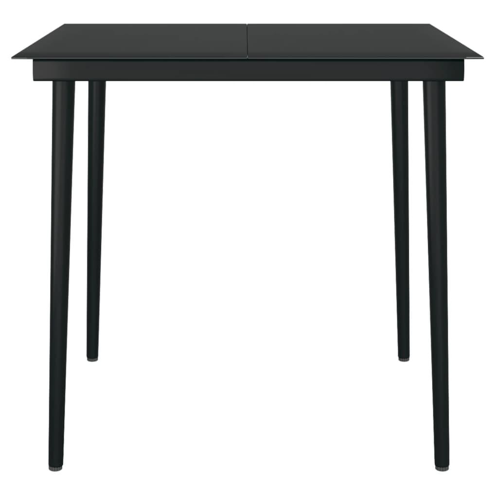 Mesa de comedor de jardín acero y vidrio negra 150x80x74 cm