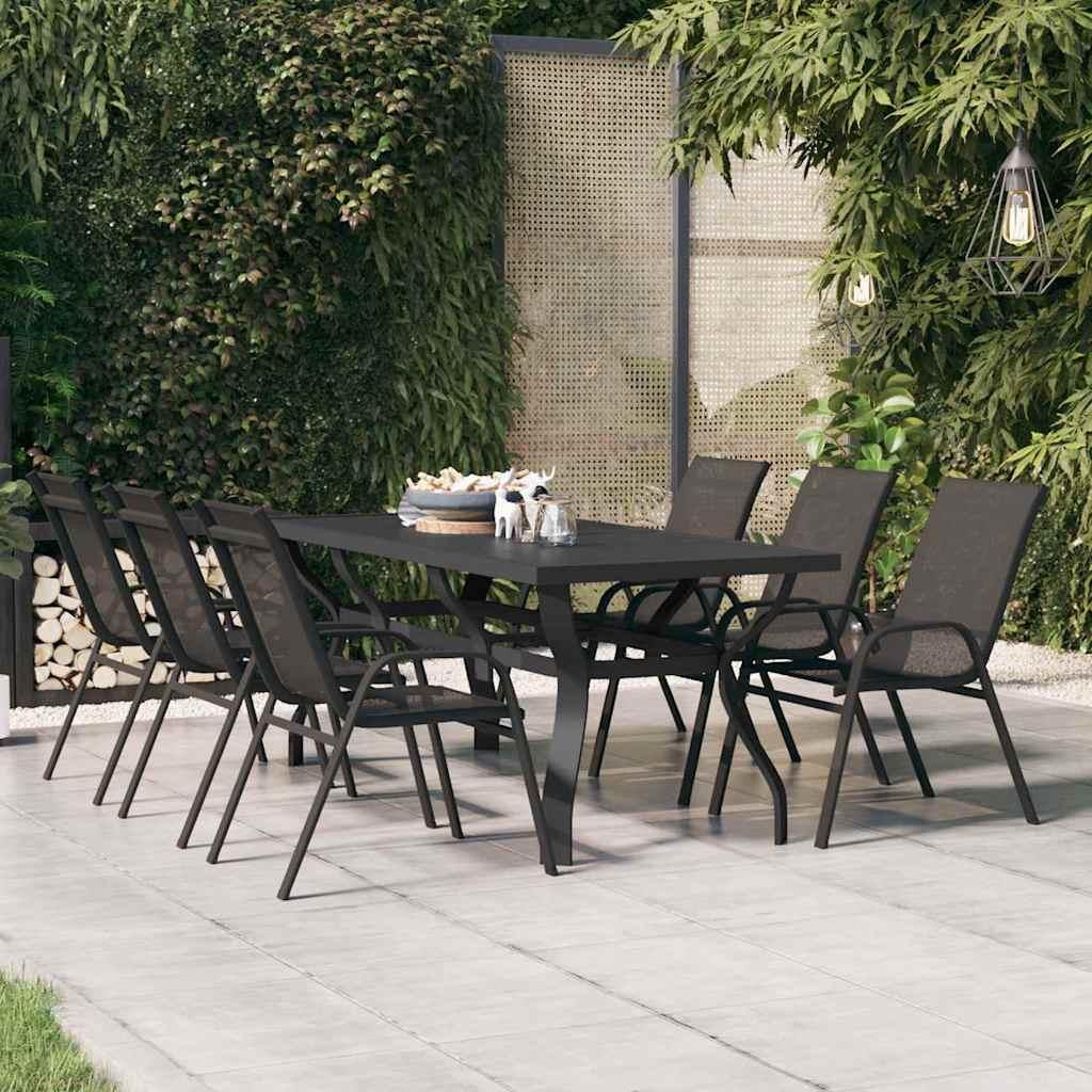 Mesa de jardín acero y vidrio negro y plateado 41x41x45 cm
