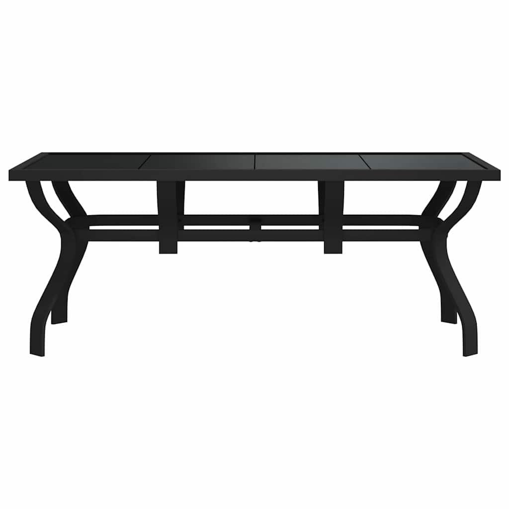 Mesa de jardín acero y vidrio negro y plateado 41x41x45 cm