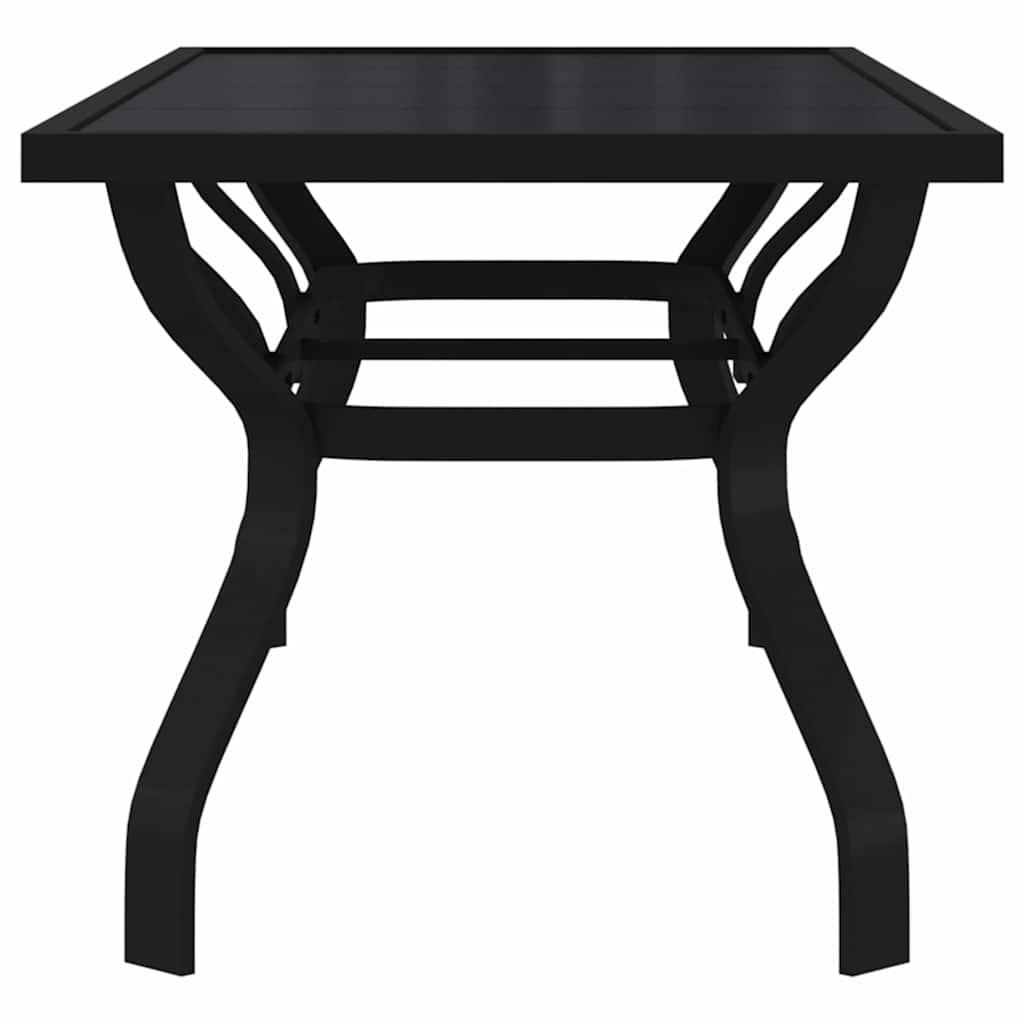 Mesa de jardín acero y vidrio negro y plateado 41x41x45 cm