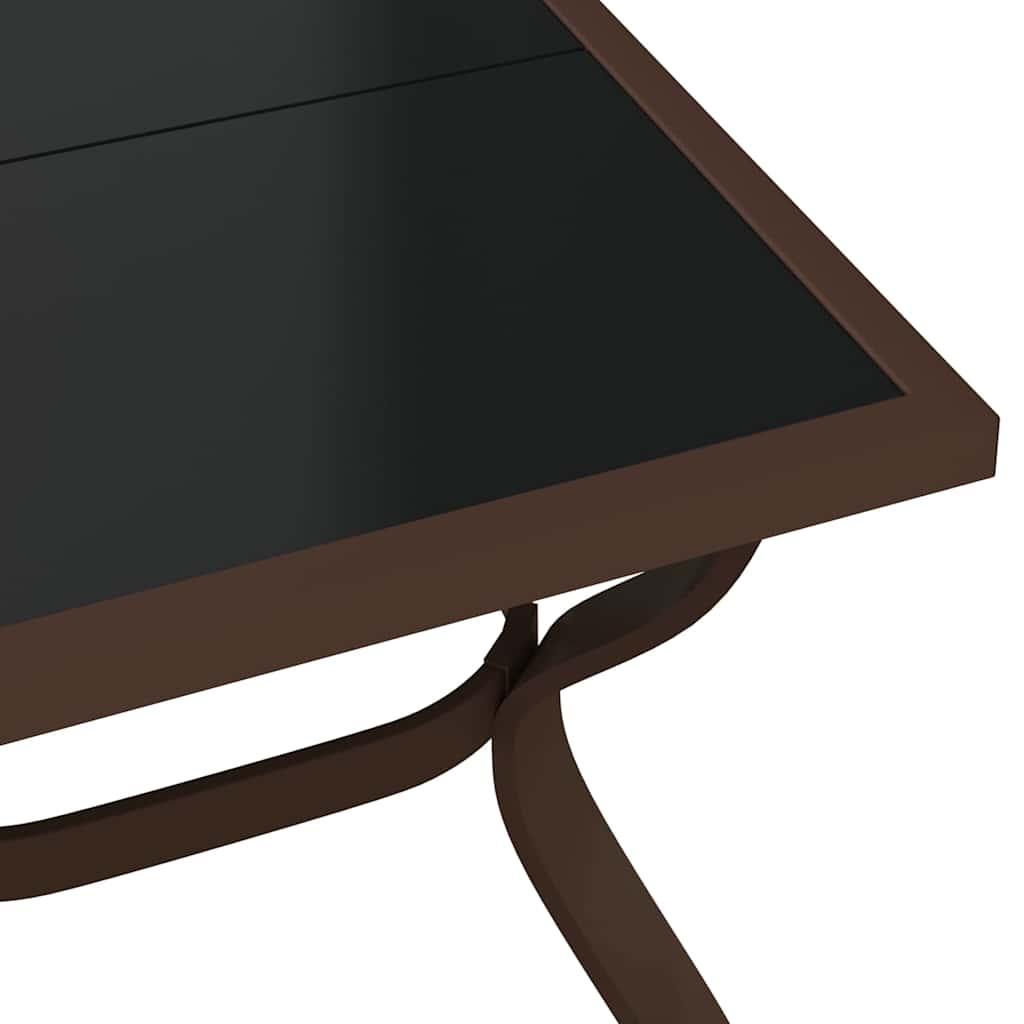 Mesa de jardín acero y vidrio negro y plateado 41x41x45 cm