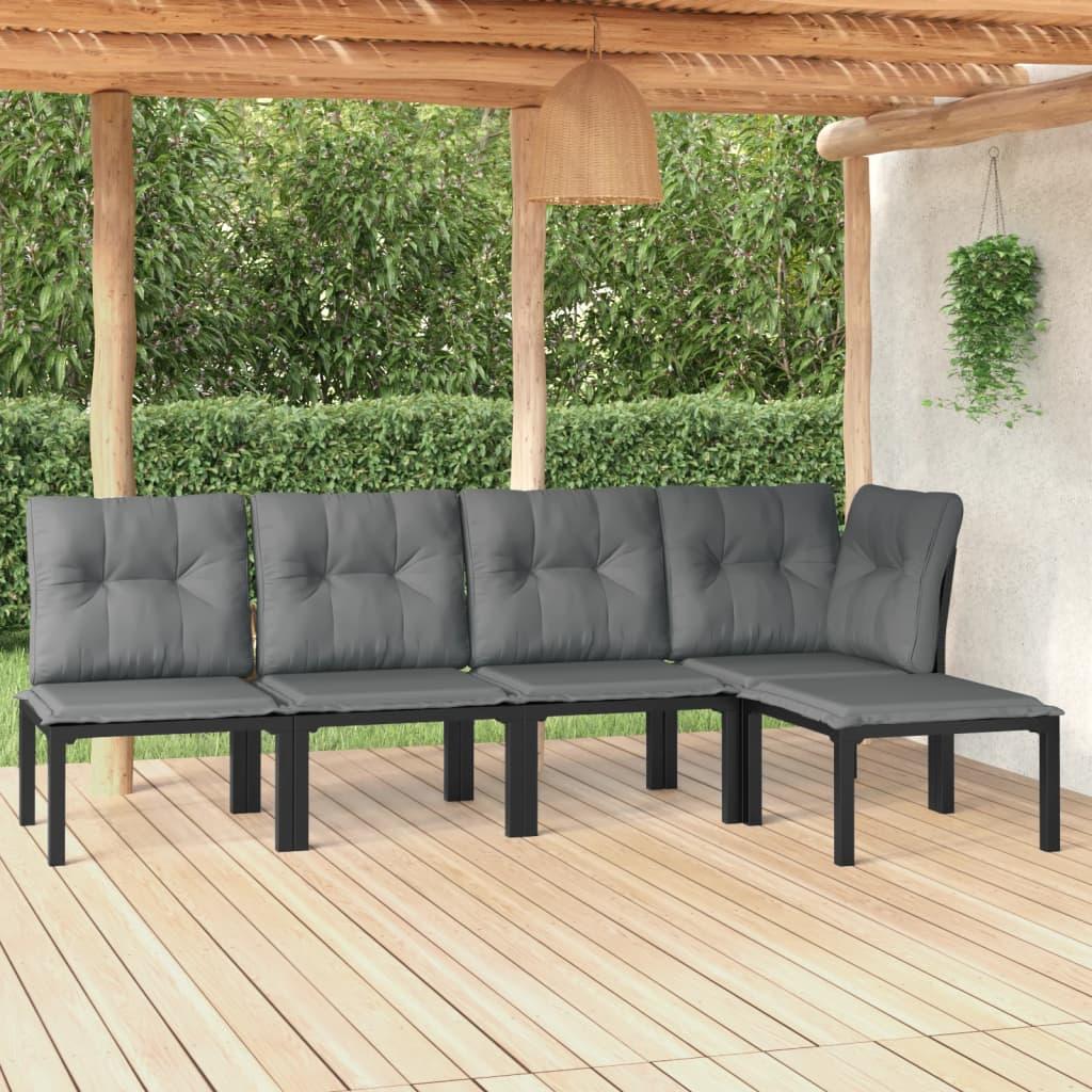 Juego de muebles de jardín 5 pzas ratán sintético negro y gris