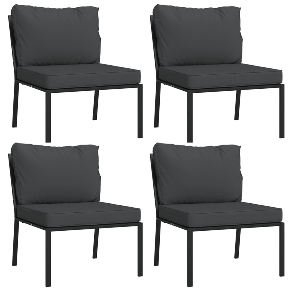 Juego de muebles de jardín 9 piezas acero con cojines gris