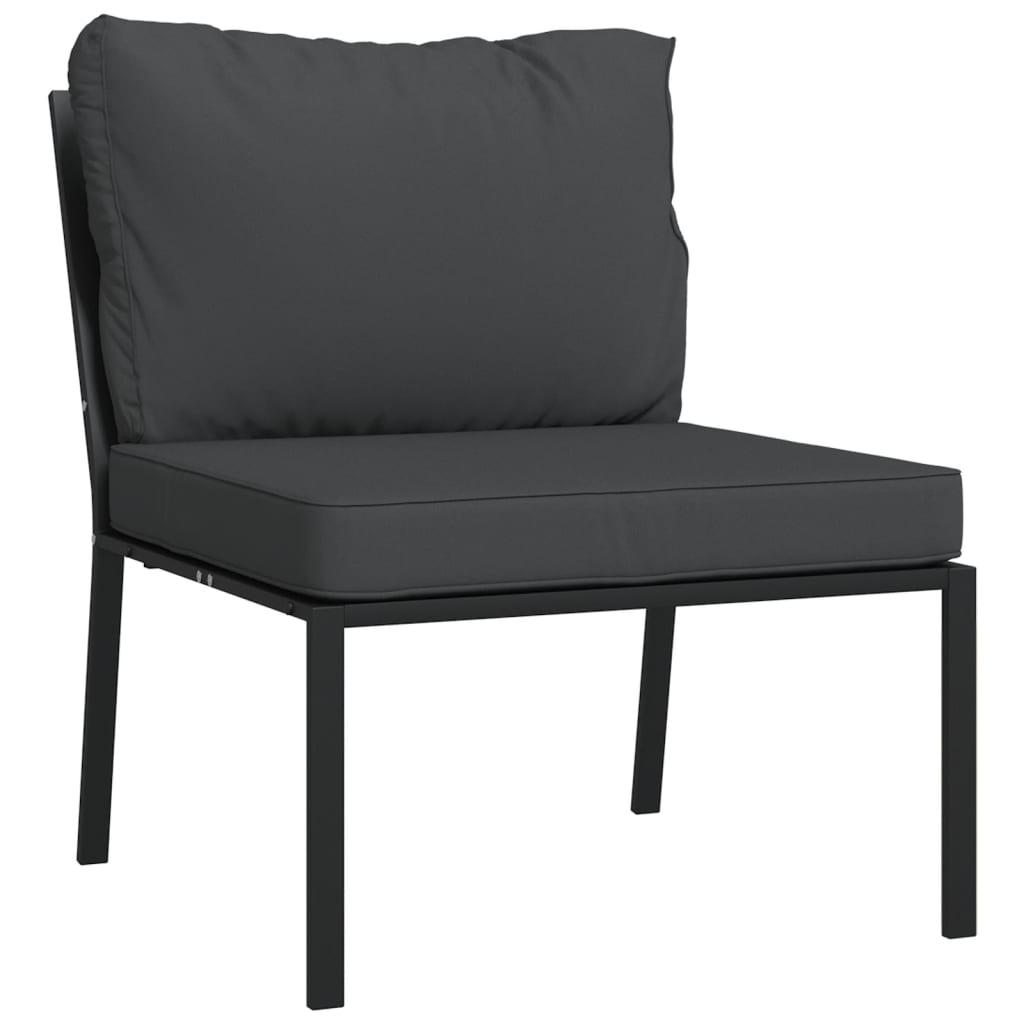 Juego de muebles de jardín 9 piezas acero con cojines gris