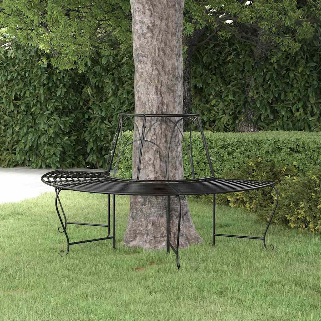 Banco de jardín semicircular de acero negro 160 cm