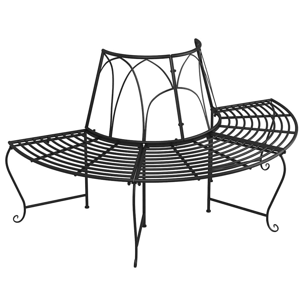 Banco de jardín semicircular de acero negro 160 cm