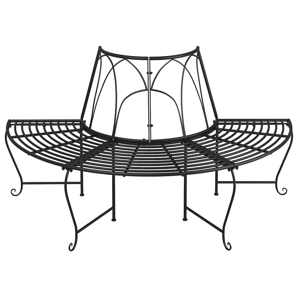 Banco de jardín semicircular de acero negro 160 cm