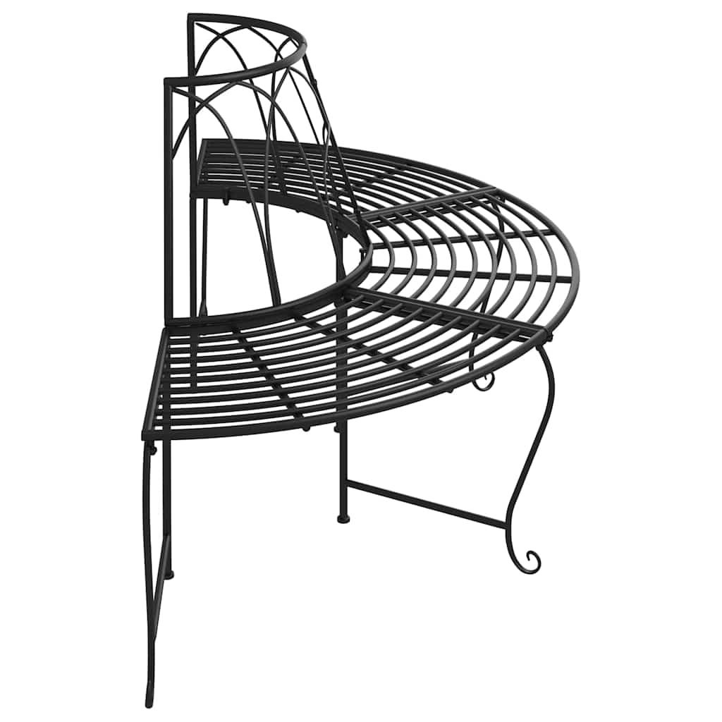 Banco de jardín semicircular de acero negro 160 cm