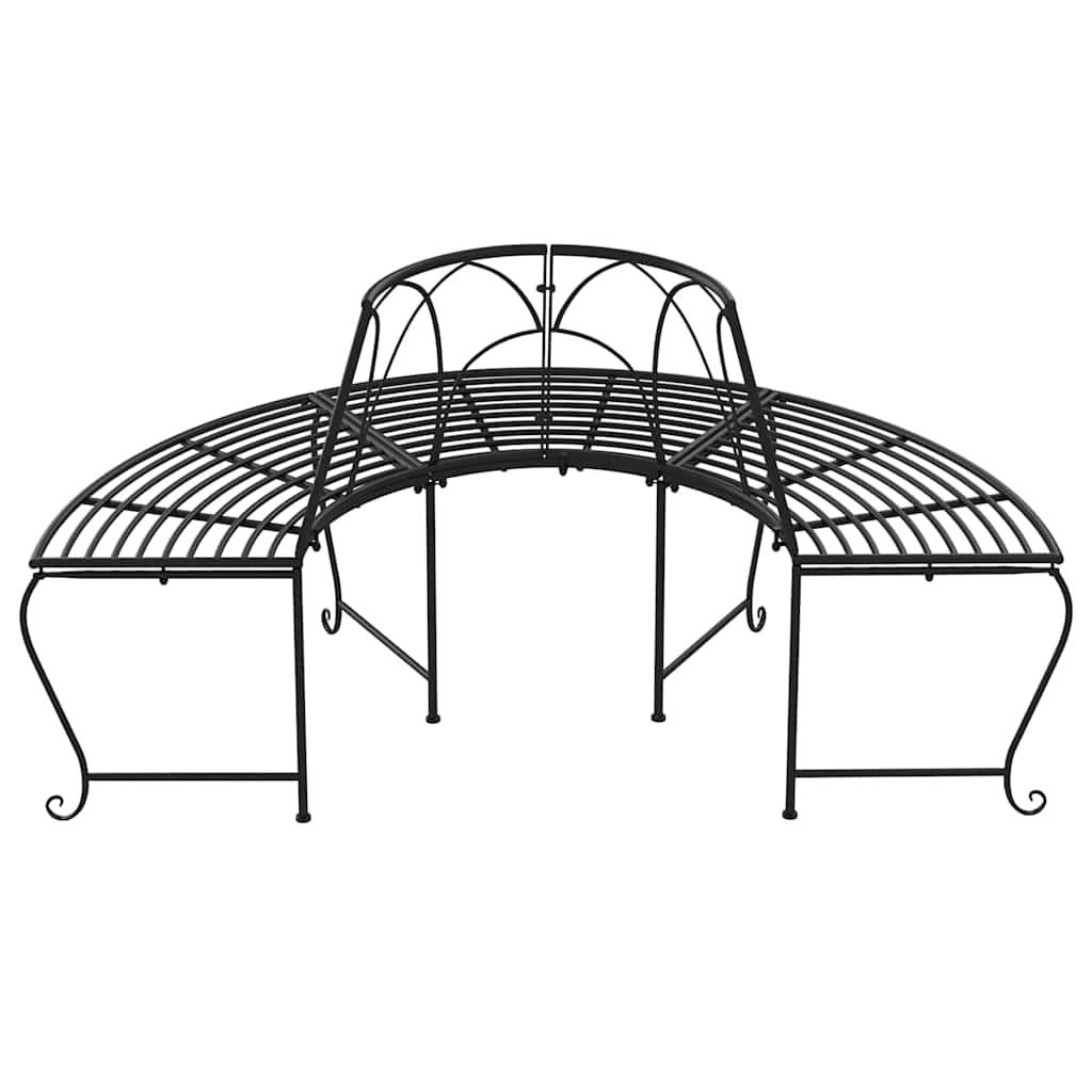 Banco de jardín semicircular de acero negro 160 cm