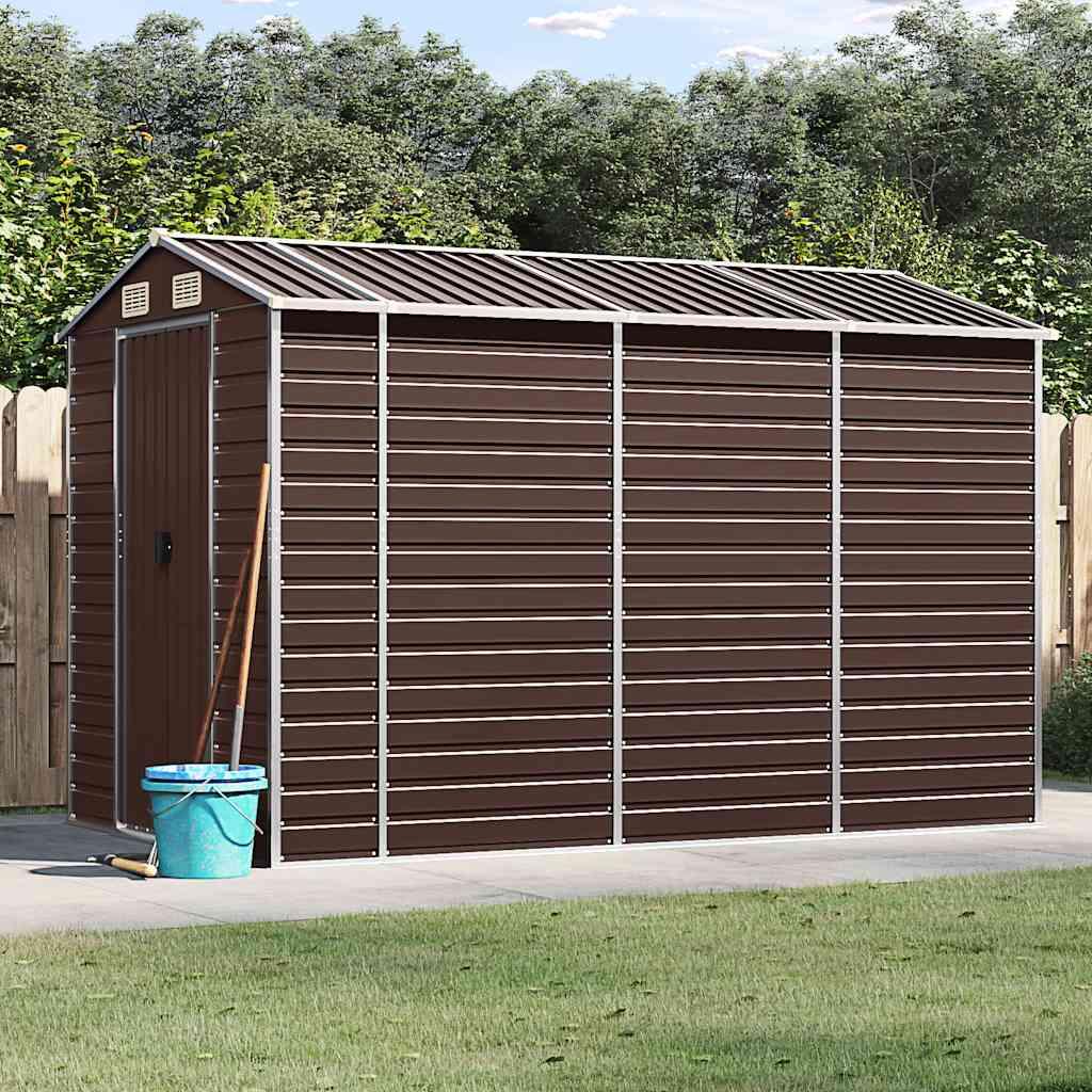 Caseta de jardín acero galvanizado marrón claro 191x810x198 cm