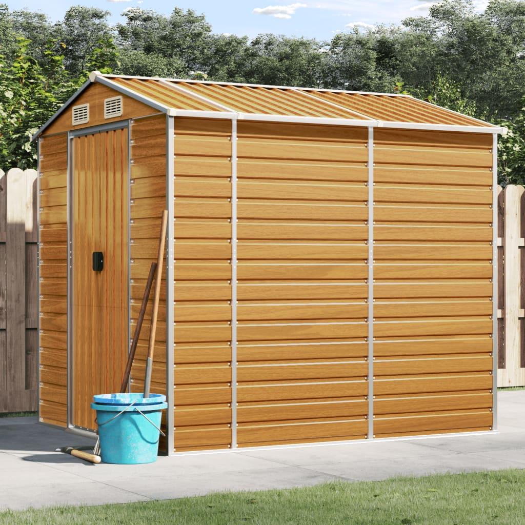 Caseta de jardín marrón claro 191x215x198 cm acero galvanizado
