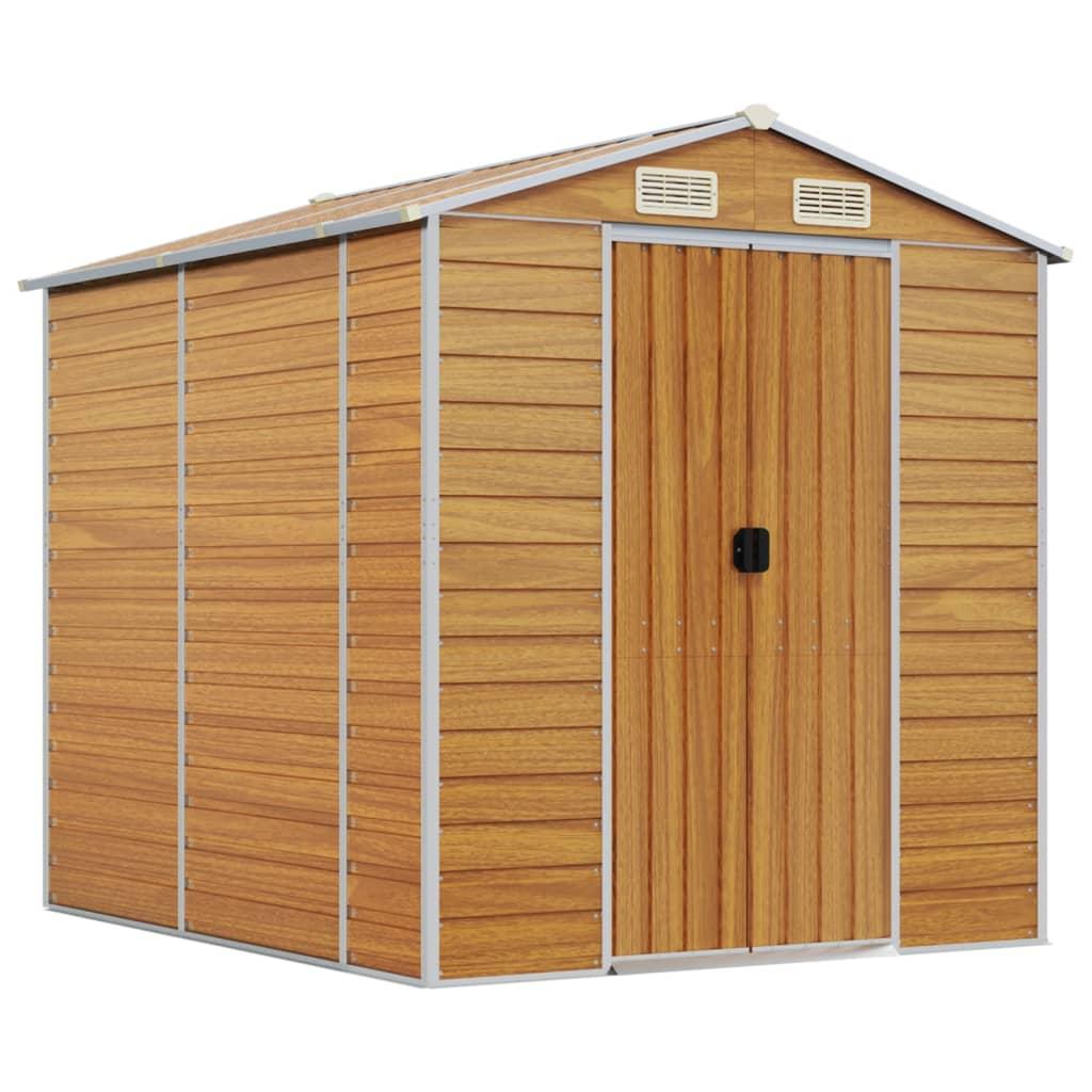 Caseta de jardín marrón claro 191x215x198 cm acero galvanizado