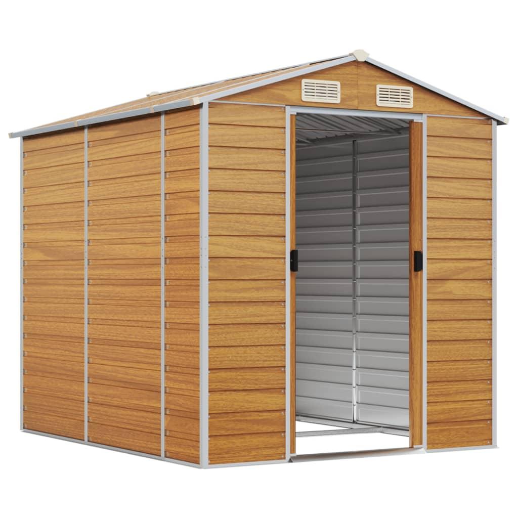 Caseta de jardín marrón claro 191x215x198 cm acero galvanizado