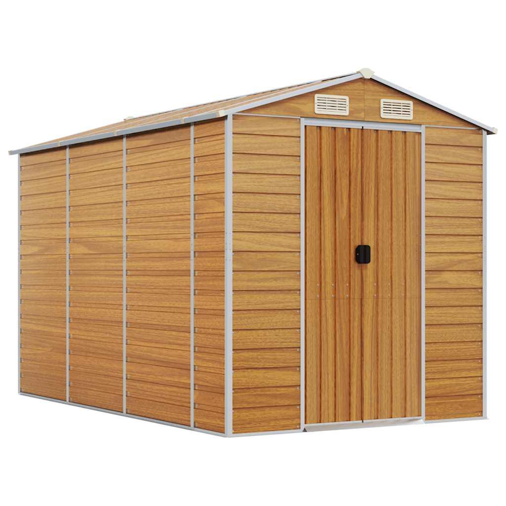 Caseta de jardín acero galvanizado marrón claro 191x895x198 cm