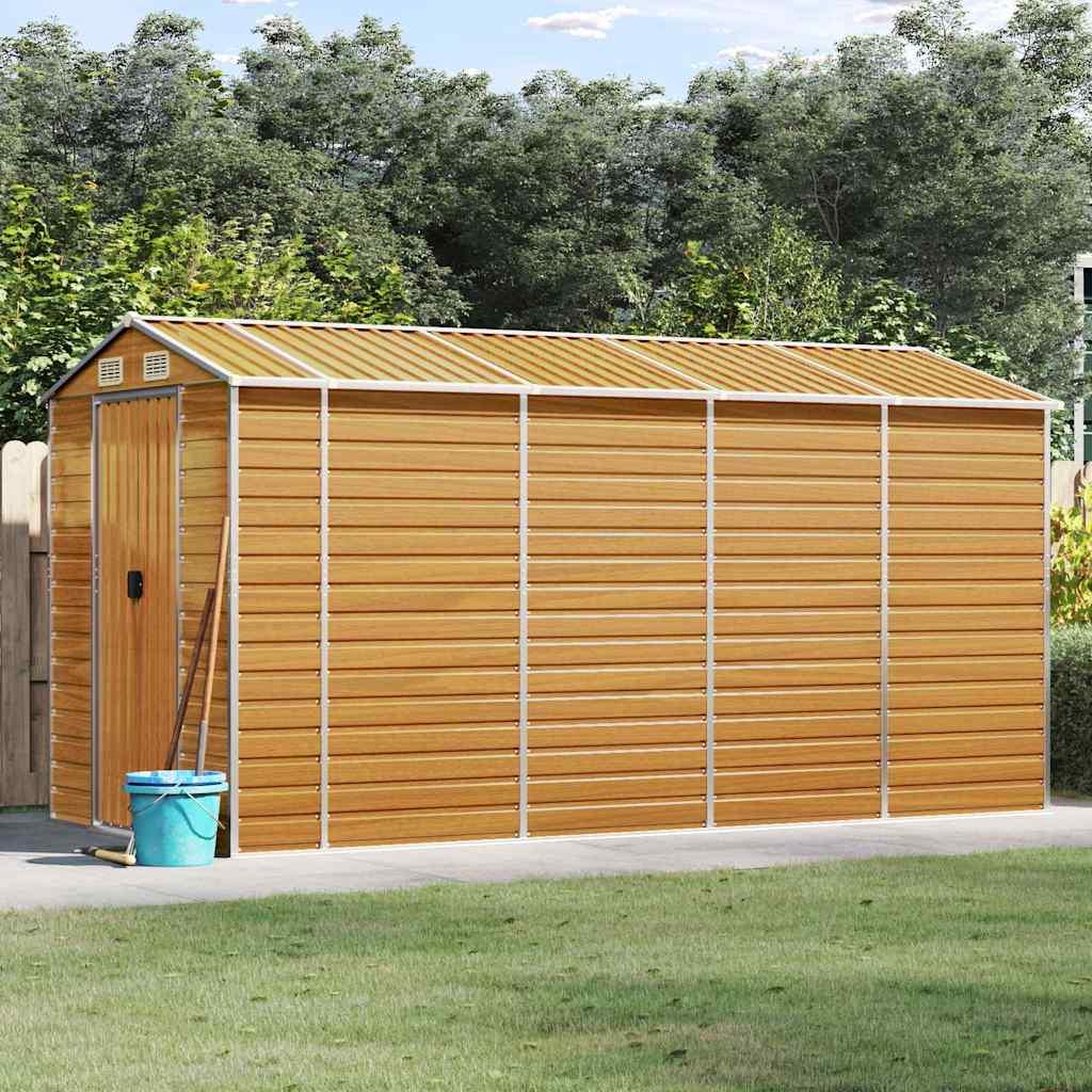 Caseta de jardín acero galvanizado marrón claro 191x895x198 cm