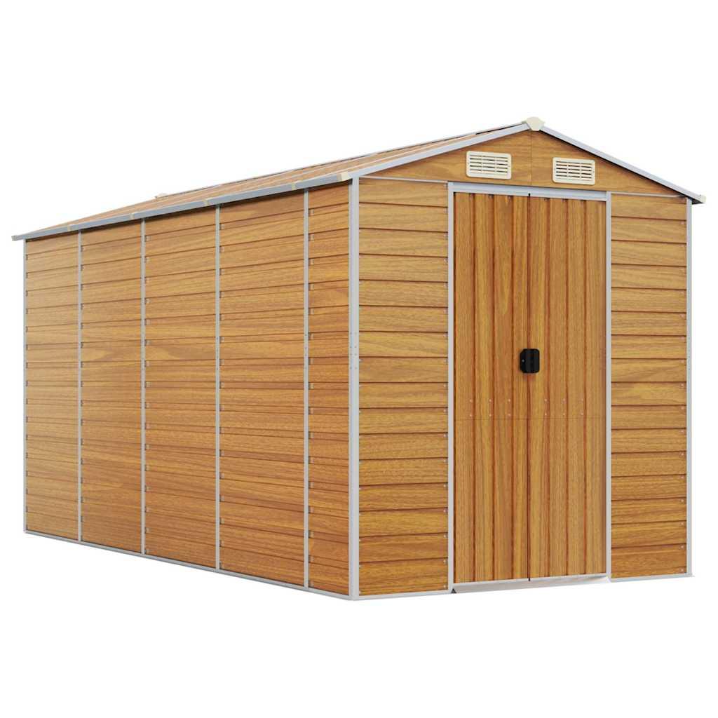 Caseta de jardín acero galvanizado marrón claro 191x895x198 cm