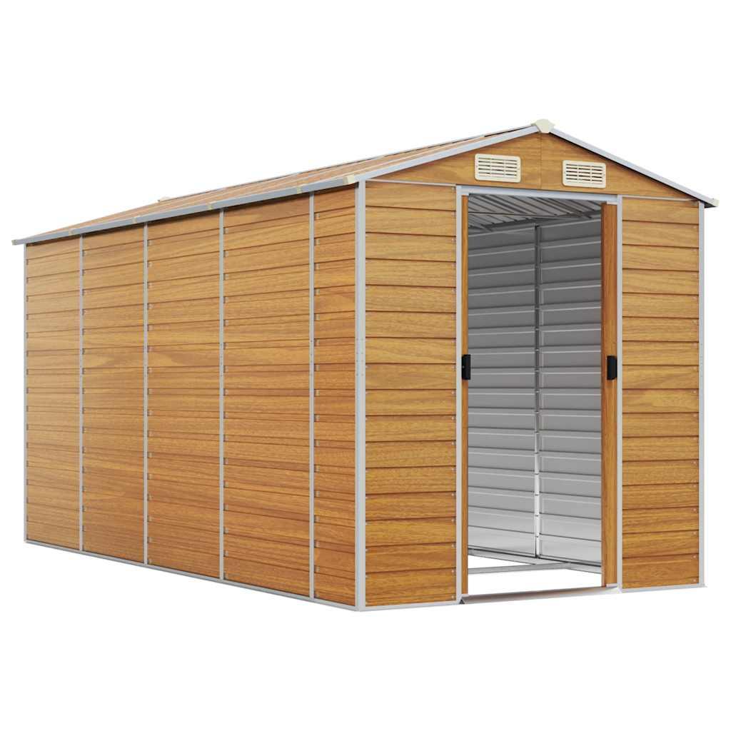 Caseta de jardín acero galvanizado marrón claro 191x895x198 cm