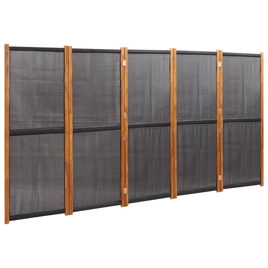 Biombo divisor de 5 paneles gris antracita 250x180 cm