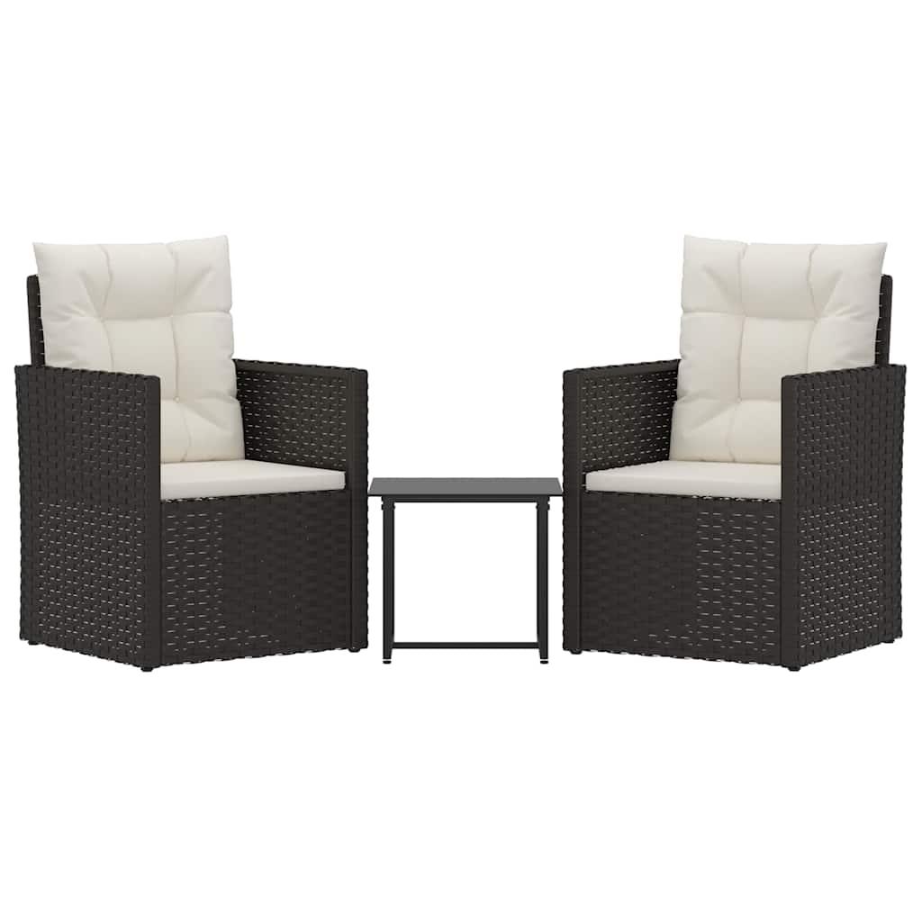 Muebles de jardín con cojines 3 piezas ratán sintético