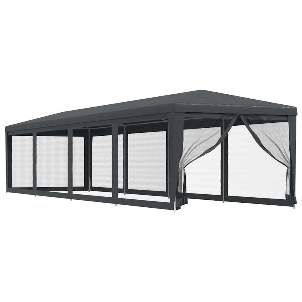 Carpa para fiestas 10 paredes de malla HDPE gris antracita 6x4m