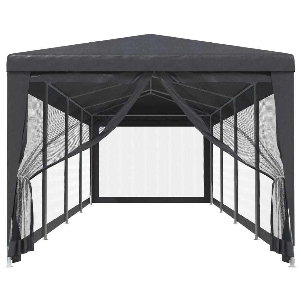 Carpa para fiestas 10 paredes de malla HDPE gris antracita 6x4m