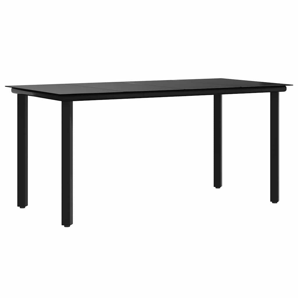 Mesa comedor jardín acero y vidrio templado negro 200x100x74 cm