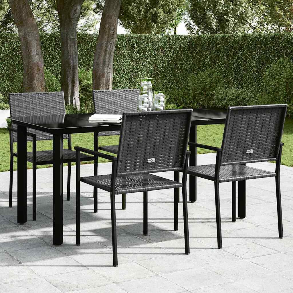 Mesa comedor jardín acero y vidrio templado negro 200x100x74 cm