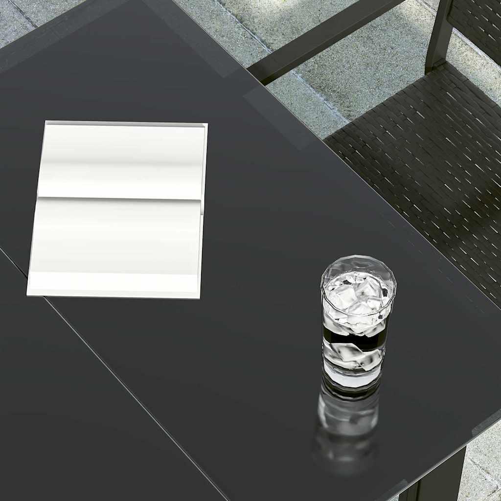 Mesa comedor jardín acero y vidrio templado negro 200x100x74 cm
