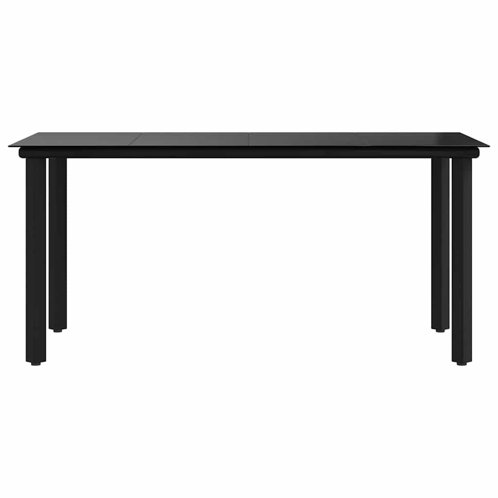 Mesa comedor jardín acero y vidrio templado negro 200x100x74 cm