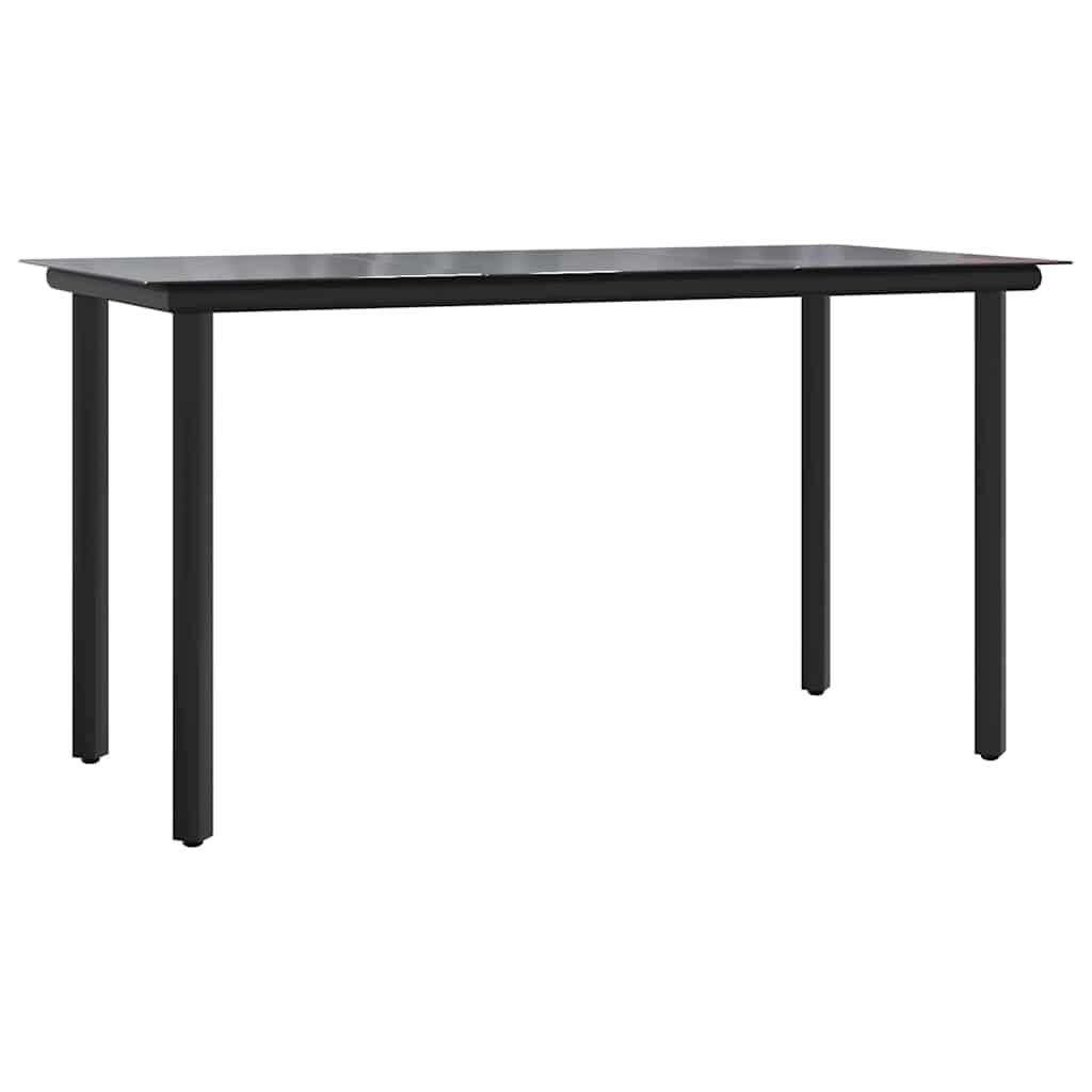 Mesa comedor jardín acero y vidrio templado negro 200x100x74 cm