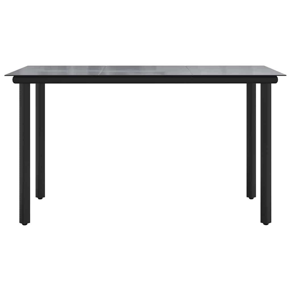 Mesa comedor jardín acero y vidrio templado negro 200x100x74 cm