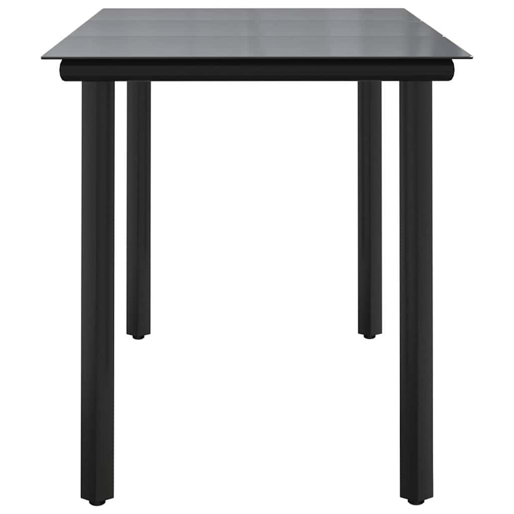 Mesa comedor jardín acero y vidrio templado negro 200x100x74 cm